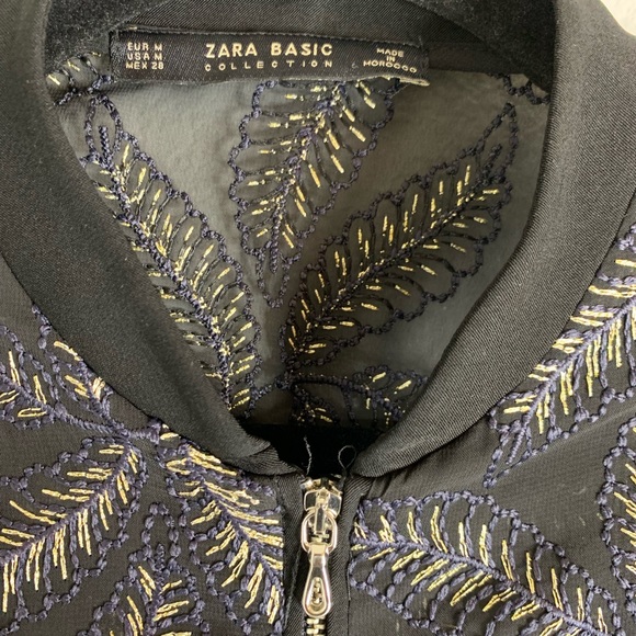 NWOT Zara Black Bomber Jacket size Medium - Picture 2 of 7